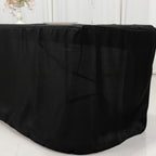 Fitted Polyester 96"x30" Rectangle Tablecloth Black with Open Back Design - Easy to Maintain and Wrinkle - Resistant Table Cover for Trade Shows & Displays - Bell Racket Store