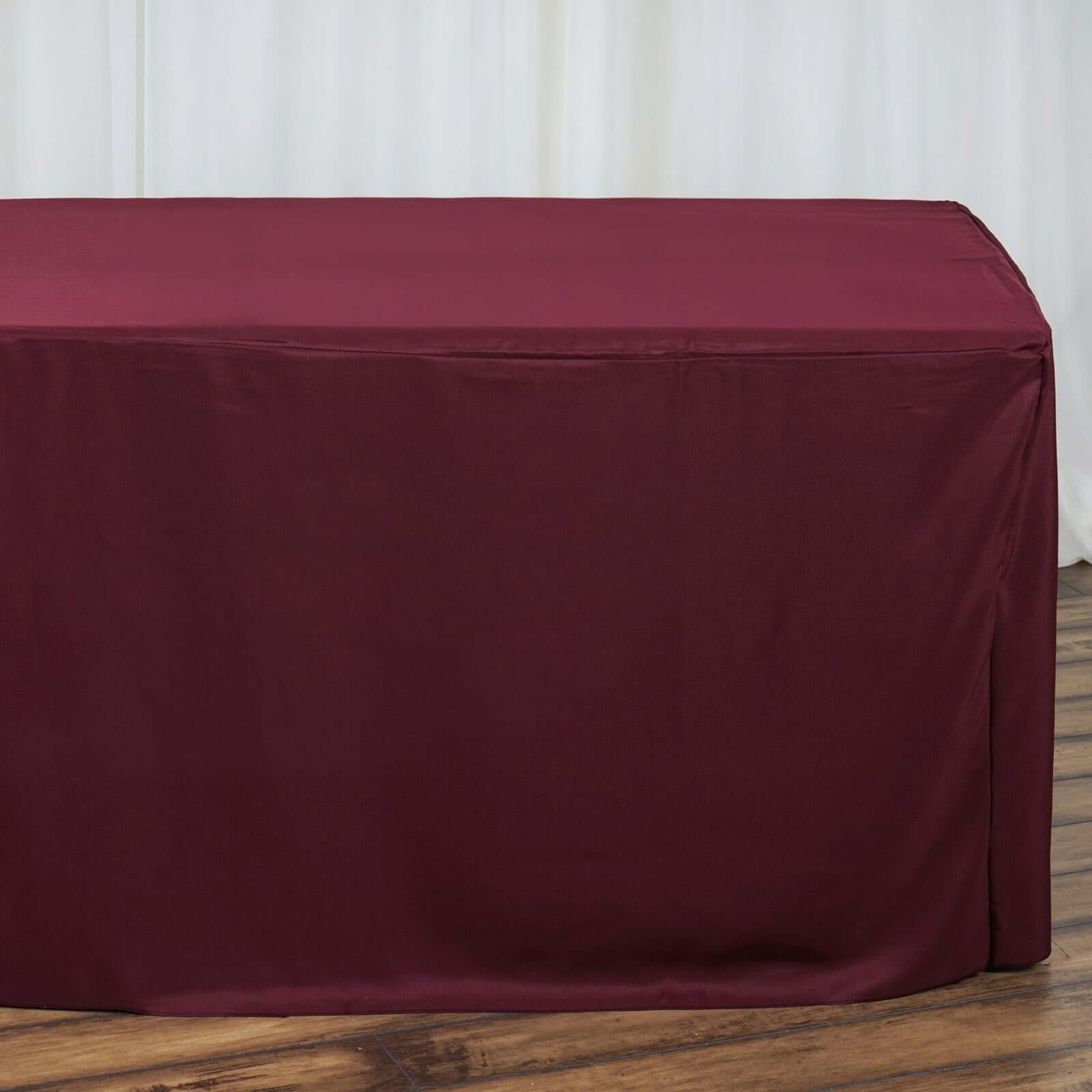 Fitted Polyester 96"x30" Rectangle Tablecloth Burgundy - Durable and Easy to Maintain Table Cover - NestOCart