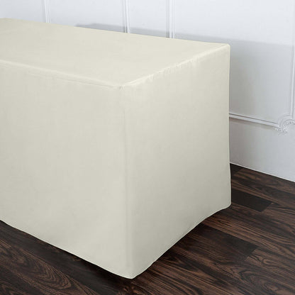 Fitted Polyester 96"x30" Rectangle Tablecloth Ivory - Durable and Easy to Maintain Table Cover - NestOCart