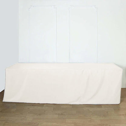 Fitted Polyester 96"x30" Rectangle Tablecloth Ivory - Durable and Easy to Maintain Table Cover - NestOCart
