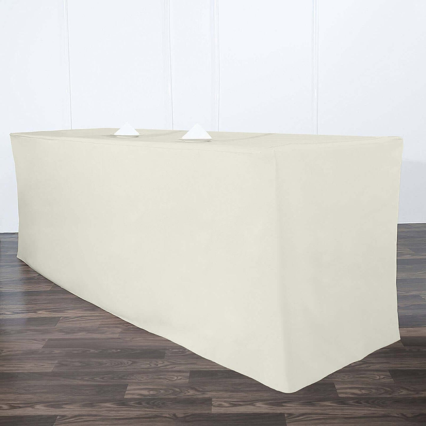 Fitted Polyester 96"x30" Rectangle Tablecloth Ivory - Durable and Easy to Maintain Table Cover - NestOCart