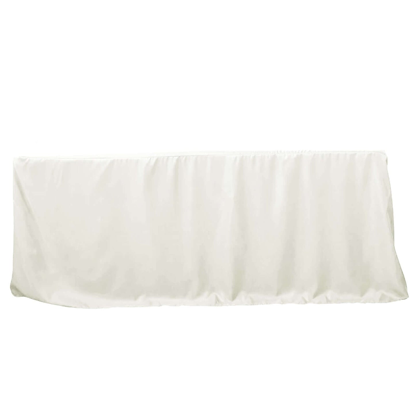 Fitted Polyester 96"x30" Rectangle Tablecloth Ivory - Durable and Easy to Maintain Table Cover - NestOCart