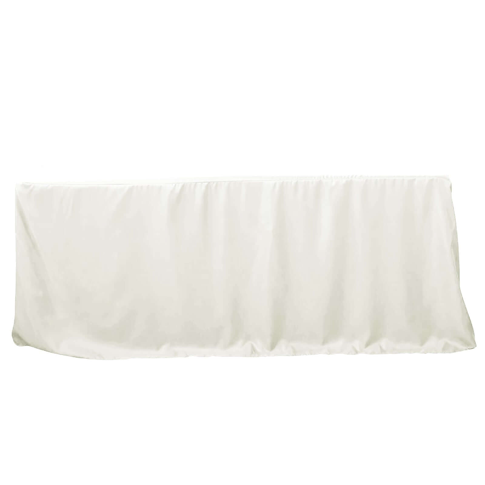 Fitted Polyester 96"x30" Rectangle Tablecloth Ivory - Durable and Easy to Maintain Table Cover - NestOCart