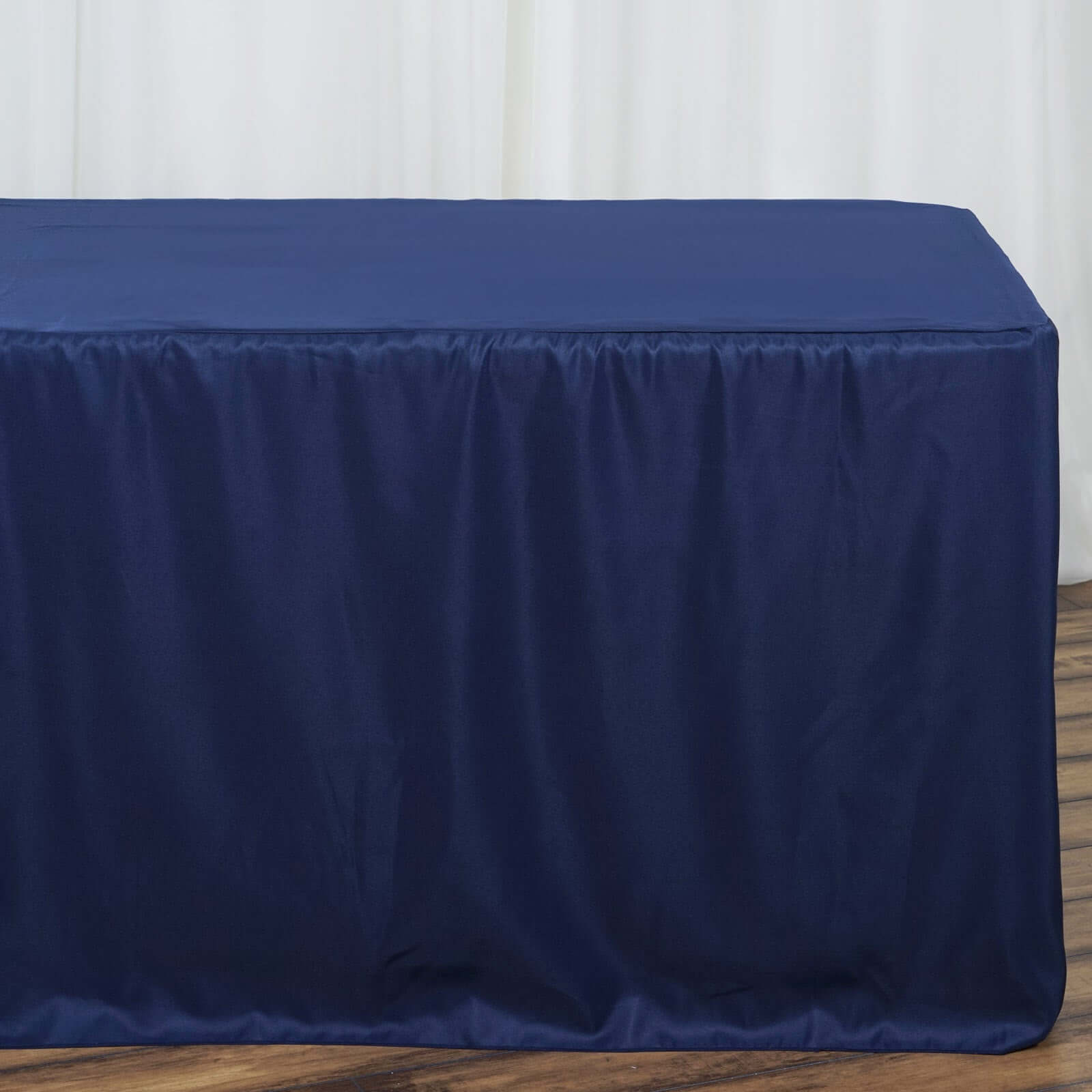 Fitted Polyester 96"x30" Rectangle Tablecloth Navy Blue - Durable and Easy to Maintain Table Cover - NestOCart