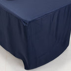 Fitted Polyester 96"x30" Rectangle Tablecloth Navy Blue with Open Back Design - Easy to Maintain and Wrinkle - Resistant Table Cover for Trade Shows & Displays - Bell Racket Store