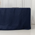 Fitted Polyester 96"x30" Rectangle Tablecloth Navy Blue with Open Back Design - Easy to Maintain and Wrinkle - Resistant Table Cover for Trade Shows & Displays - Bell Racket Store