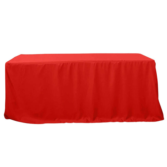 Fitted Polyester 96"x30" Rectangle Tablecloth Red - Durable and Easy to Maintain Table Cover - NestOCart