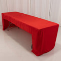 Fitted Polyester 96"x30" Rectangle Tablecloth Red with Open Back Design - Easy to Maintain and Wrinkle - Resistant Table Cover for Trade Shows & Displays - Bell Racket Store