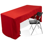 Fitted Polyester 96"x30" Rectangle Tablecloth Red with Open Back Design - Easy to Maintain and Wrinkle - Resistant Table Cover for Trade Shows & Displays - Bell Racket Store