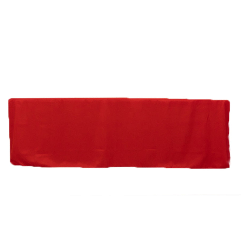 Fitted Polyester 96"x30" Rectangle Tablecloth Red with Open Back Design - Easy to Maintain and Wrinkle - Resistant Table Cover for Trade Shows & Displays - Bell Racket Store