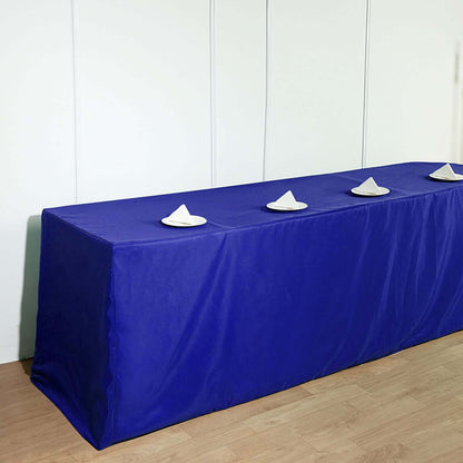Fitted Polyester 96"x30" Rectangle Tablecloth Royal Blue - Durable and Easy to Maintain Table Cover - NestOCart