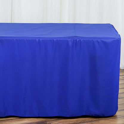 Fitted Polyester 96"x30" Rectangle Tablecloth Royal Blue - Durable and Easy to Maintain Table Cover - NestOCart