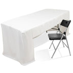 Fitted Polyester 96"x30" Rectangle Tablecloth White with Open Back Design - Easy to Maintain and Wrinkle - Resistant Table Cover for Trade Shows & Displays - Bell Racket Store