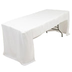 Fitted Polyester 96"x30" Rectangle Tablecloth White with Open Back Design - Easy to Maintain and Wrinkle - Resistant Table Cover for Trade Shows & Displays - Bell Racket Store