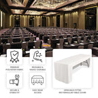 Fitted Polyester 96"x30" Rectangle Tablecloth White with Open Back Design - Easy to Maintain and Wrinkle - Resistant Table Cover for Trade Shows & Displays - Bell Racket Store