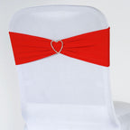 5 Pack Stretch Spandex Chair Sashes Red - Fitted Finish Two Ply Heavy Duty Chair Bands 5"x12"