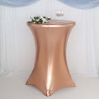 Metallic Spandex 30" Fitted Round Cocktail Table Cover Blush Highboy Tablecloth - Stretch Fit & Water-Resistant
