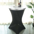 Spandex Cocktail Table Top Cover Fitted Metallic Silver - Stretchy & Wrinkle Free Topper