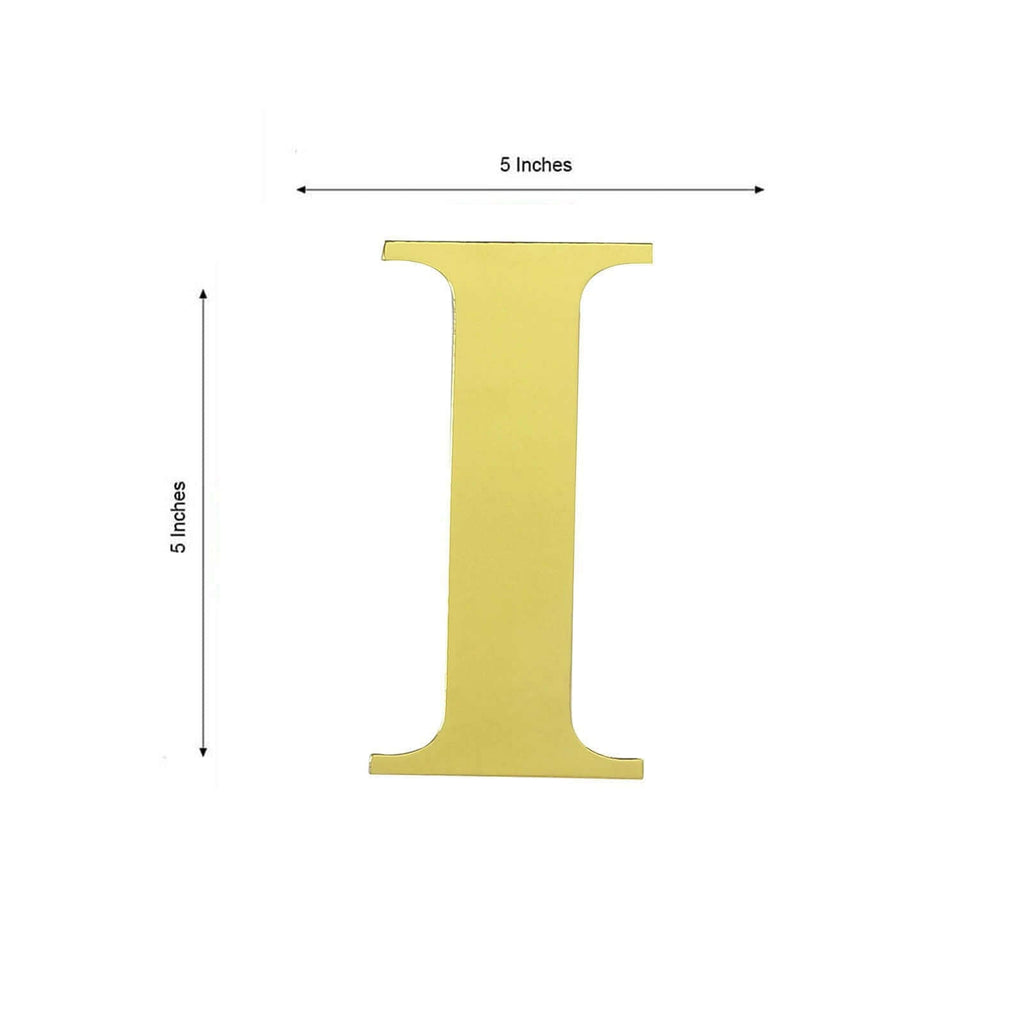 4 Pack 5" Metallic Gold Alphabet Stickers Banner, Customizable Stick on Gold Letters - I