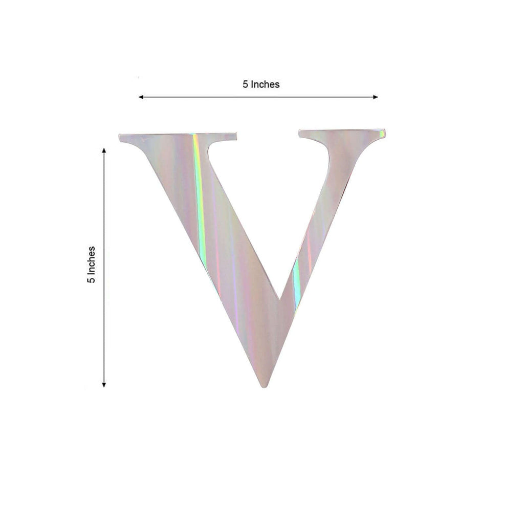 4 Pack 5" Iridescent Alphabet Stickers Banner, Customizable Stick on Letters - V