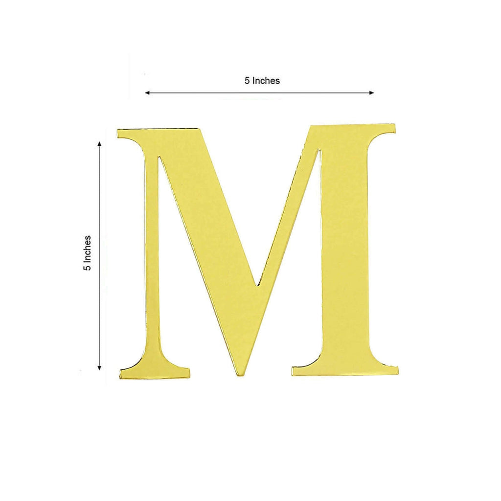 4 Pack 5" Metallic Gold Alphabet Stickers Banner, Customizable Stick on Gold Letters - M