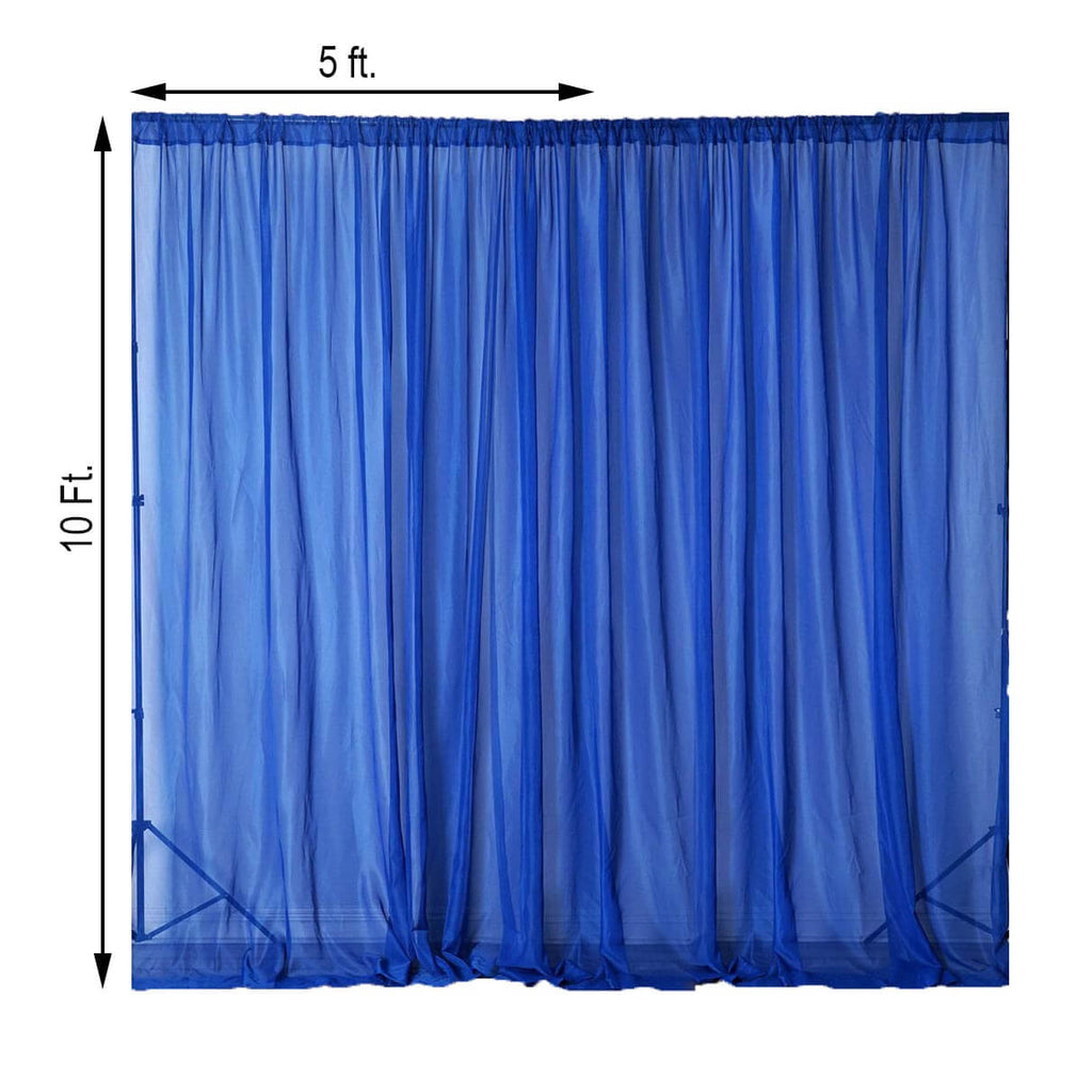 2 Pack Royal Blue Sheer Chiffon Event Curtain Drapes, Durable Flame Resistant Organza Backdrop Event Panels With Rod Pockets - 10ftx10ft