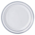10-Pack Plastic Dinner Plates White with TrÃ¨s Chic Silver Rim - Perfect Disposable Party Plates 10"