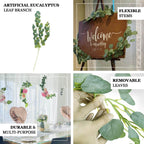 3 Pack 41" Green Real Touch Hanging Silk Silver Dollar Leaf Plant Stems, Artificial Indoor Eucalyptus Sprays