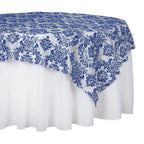 Flocking 60"x60" Table Overlay Square Tablecloth Royal Blue - Damask Table Cover - Bell Racket Store