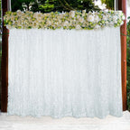 8ftx8ft White 3D Leaf Petal Taffeta Event Curtain Drapes, Backdrop Event Panel With Rod Pocket
