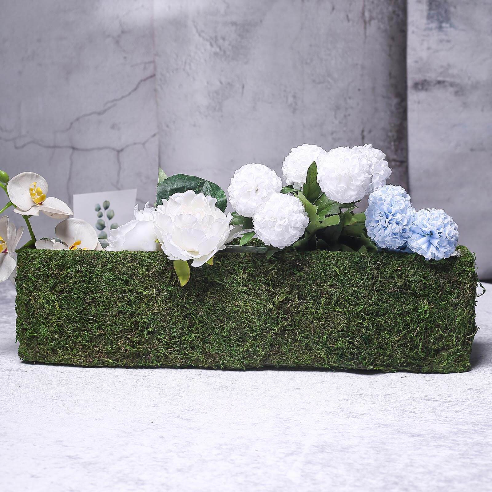 Metal Planter Box Rectangle with Inner Lining Green Preserved Moss - Rustic Flower Basket Decor 23"