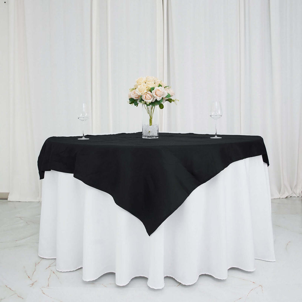 100% Cotton 54"x54" Table Overlay Square Tablecloth Black Linen - Soft & Breathable Fabric Table Topper
