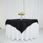 100% Cotton 54"x54" Table Overlay Square Tablecloth Black Linen - Soft & Breathable Fabric Table Topper