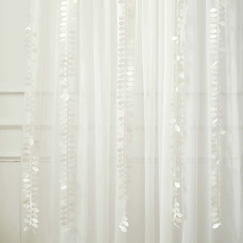 Taffeta Ribbon Sash with 4" Leaf Petal Design Ivory 50ft - Sophisticated Artificial Fabric Garland
