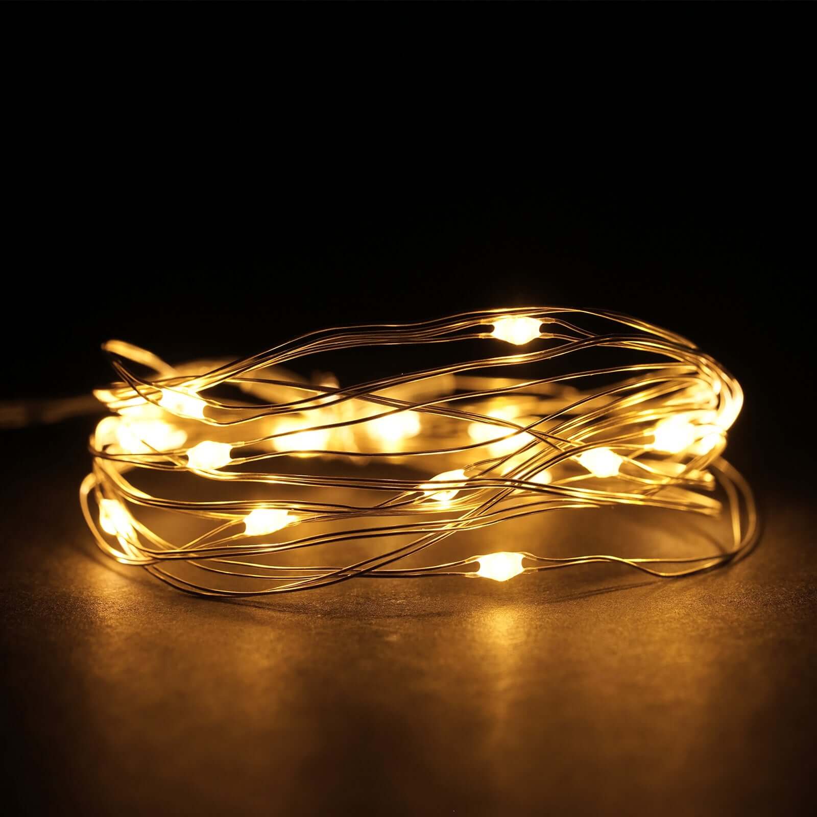 20 LED Micro Fairy String Lights Starry Bright Design Warm White - Battery Operated Party Accent 90"