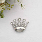 Rhinestone Metal Crown Sash Band Buckle Silver - Glittering Tiara Accent 2"