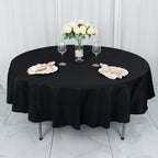 Premium Polyester 90" Round Tablecloth Black - Stain and Wrinkle-Resistant 220GSM Table Cover for Weddings & Event Decor