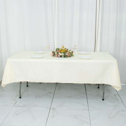 Premium Polyester 54"x96" Rectangle Tablecloth Ivory - Durable 220GSM Stain-Resistant Fabric Table Cover