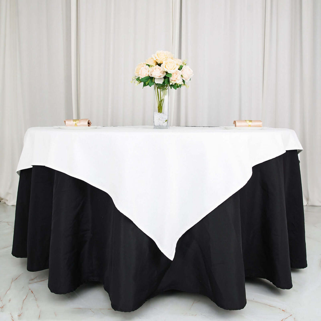 100% Cotton 54"x54" Table Overlay Square Tablecloth White Linen - Sophisticated, Soft & Breathable Fabric Table Topper