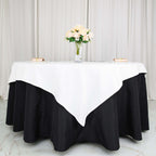 100% Cotton 54"x54" Table Overlay Square Tablecloth White Linen - Sophisticated, Soft & Breathable Fabric Table Topper