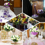 4-Pack Plastic Flower Vases Champagne Glass Design Clear - Fillable Long Stem Centerpieces for Events 18"