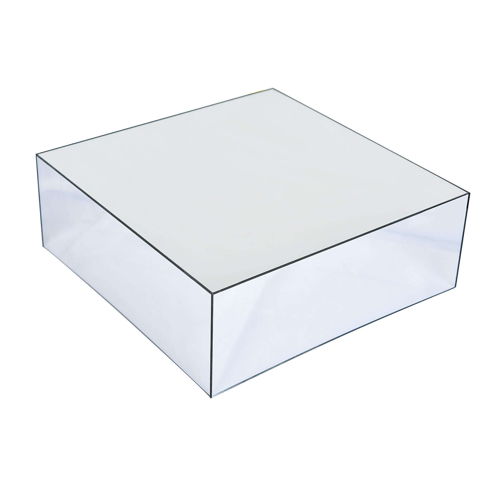 Acrylic Cake Box Stand Pedestal Riser Mirror Finish Silver - Display for Desserts and Events 14"x14"
