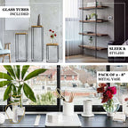 2-Pack Flower Stands Gold Metal Frame Geometric Design - Test Tube Vase Centerpieces 6.5"