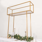 Floral Display Rack Heavy Duty Design Metal Gold - Rectangular Tall Centerpiece Stand 48" - Bell Racket Store