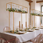 Floral Display Rack Heavy Duty Design Metal Gold - Rectangular Tall Centerpiece Stand 48" - Bell Racket Store