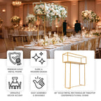 Floral Display Rack Heavy Duty Design Metal Gold - Rectangular Tall Centerpiece Stand 48" - Bell Racket Store