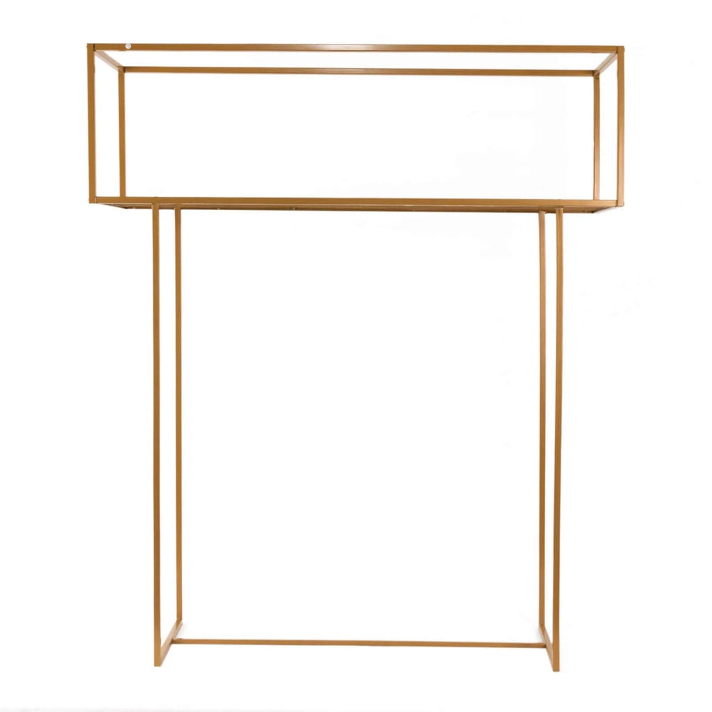 Floral Display Rack Heavy Duty Design Metal Gold - Rectangular Tall Centerpiece Stand 48" - Bell Racket Store