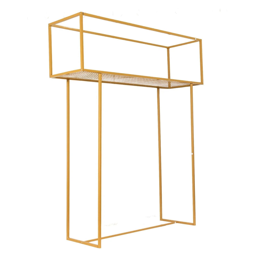 Floral Display Rack Heavy Duty Design Metal Gold - Rectangular Tall Centerpiece Stand 48" - Bell Racket Store