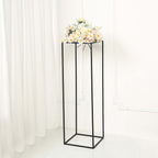 2-Pack Wedding Flower Stand Matte Black Metal Geometric Column Frame Rectangular - Versatile Floral Pedestal for Sophisticated Arrangements 40"