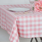 Polyester 54"x54" Table Overlay Square Tablecloth White/Rose Quartz - Checkered Buffalo Plaid Design for Casual Table Settings